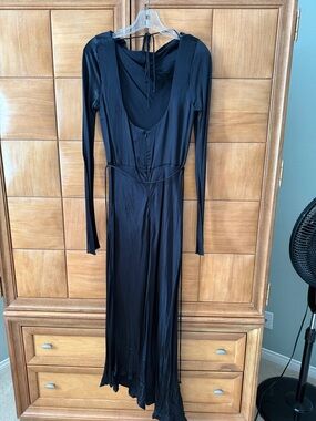 bec + bridge Black Long-Sleeve Maxi Dress with Scoop Back Tie